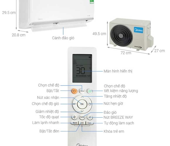 Máy lạnh Midea Inverter 2.5 HP MSAFB-24HRDN8 (2 chiều)